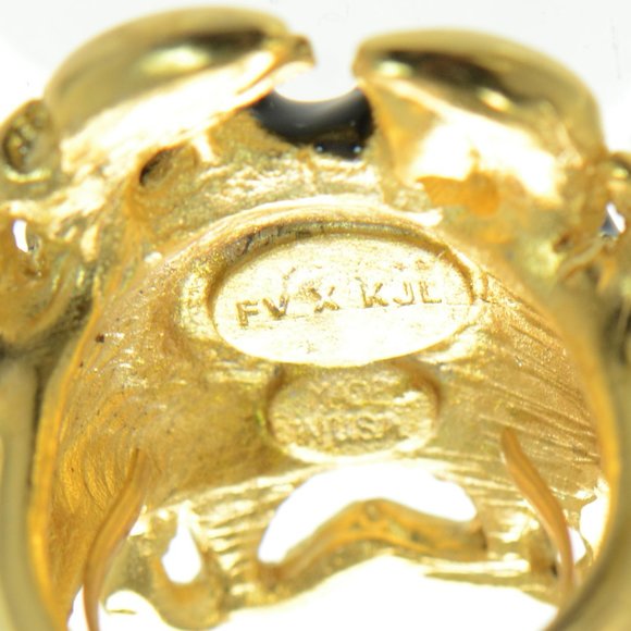 Kenneth Jay Lane FVX  KJL 22K Gold-Plated, Enamel & Faux Ruby Crab Ring - Picture 6 of 6